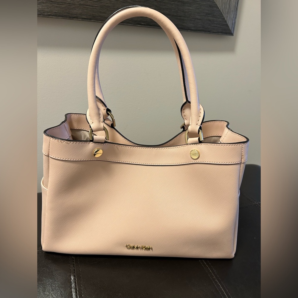 Calvin Klein Raelynn Saffiano Leather Satchel